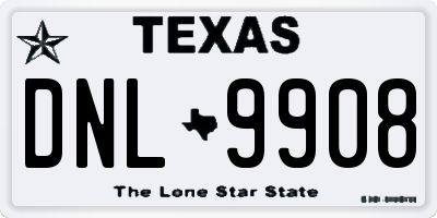 TX license plate DNL9908