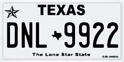 TX license plate DNL9922