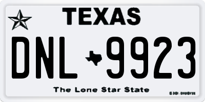 TX license plate DNL9923