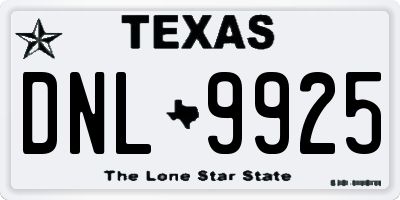 TX license plate DNL9925