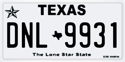 TX license plate DNL9931