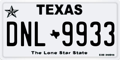 TX license plate DNL9933