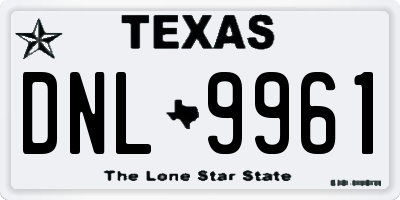 TX license plate DNL9961
