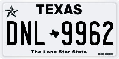 TX license plate DNL9962