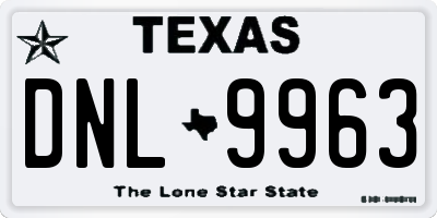 TX license plate DNL9963