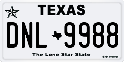 TX license plate DNL9988