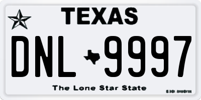 TX license plate DNL9997