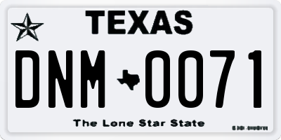 TX license plate DNM0071