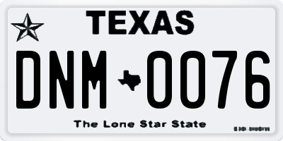 TX license plate DNM0076