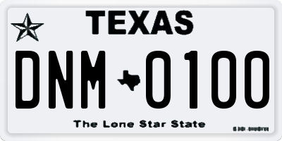 TX license plate DNM0100