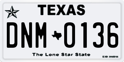 TX license plate DNM0136