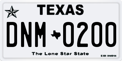 TX license plate DNM0200