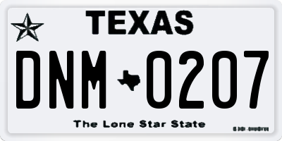 TX license plate DNM0207