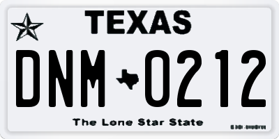 TX license plate DNM0212