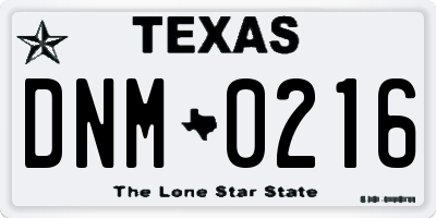 TX license plate DNM0216