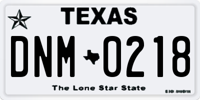TX license plate DNM0218