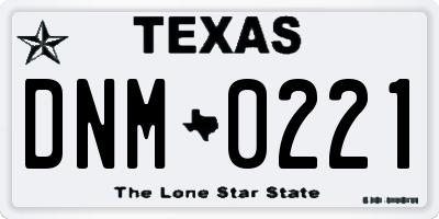 TX license plate DNM0221