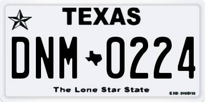 TX license plate DNM0224