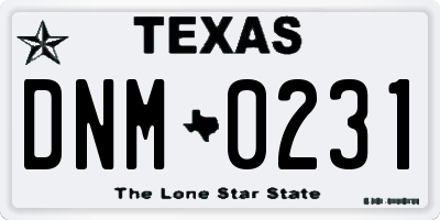 TX license plate DNM0231