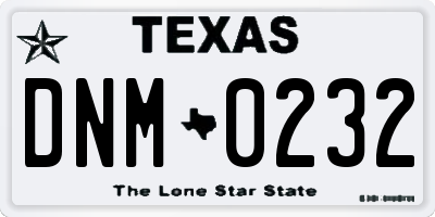 TX license plate DNM0232
