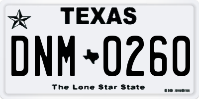 TX license plate DNM0260