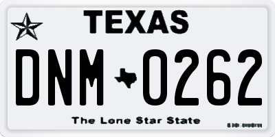 TX license plate DNM0262