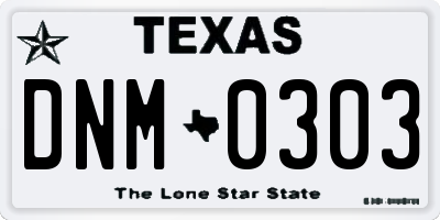 TX license plate DNM0303