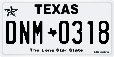 TX license plate DNM0318