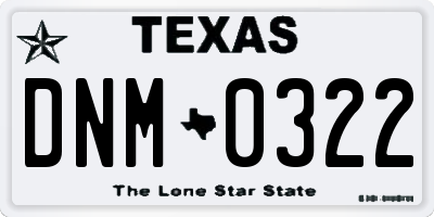 TX license plate DNM0322