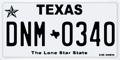 TX license plate DNM0340