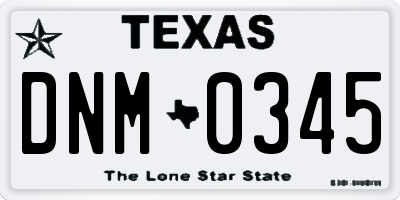 TX license plate DNM0345