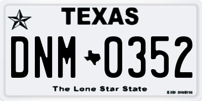 TX license plate DNM0352