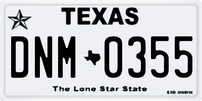 TX license plate DNM0355