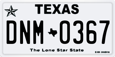 TX license plate DNM0367