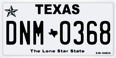 TX license plate DNM0368