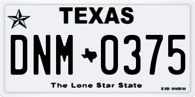 TX license plate DNM0375