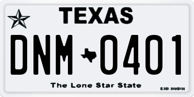 TX license plate DNM0401