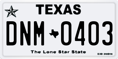 TX license plate DNM0403