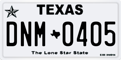 TX license plate DNM0405