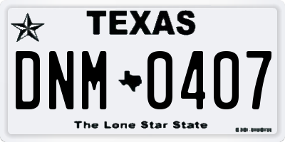 TX license plate DNM0407