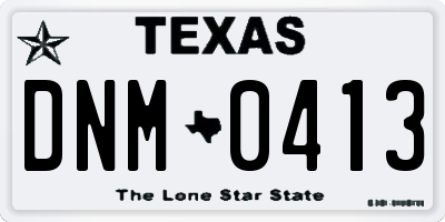 TX license plate DNM0413