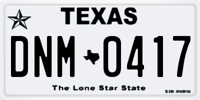TX license plate DNM0417