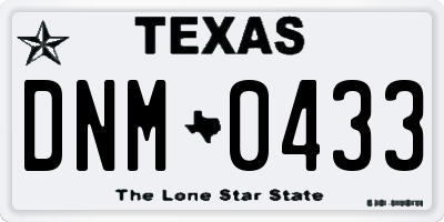 TX license plate DNM0433