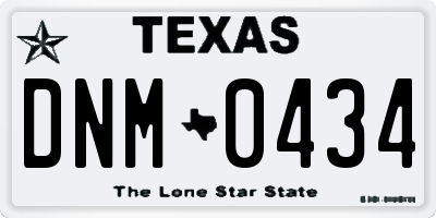 TX license plate DNM0434