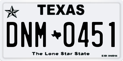 TX license plate DNM0451
