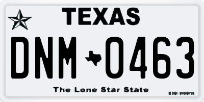 TX license plate DNM0463