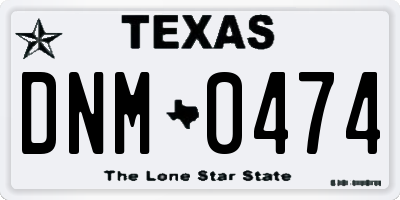 TX license plate DNM0474