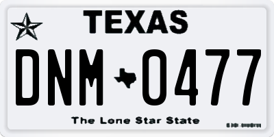 TX license plate DNM0477