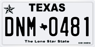 TX license plate DNM0481