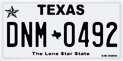 TX license plate DNM0492